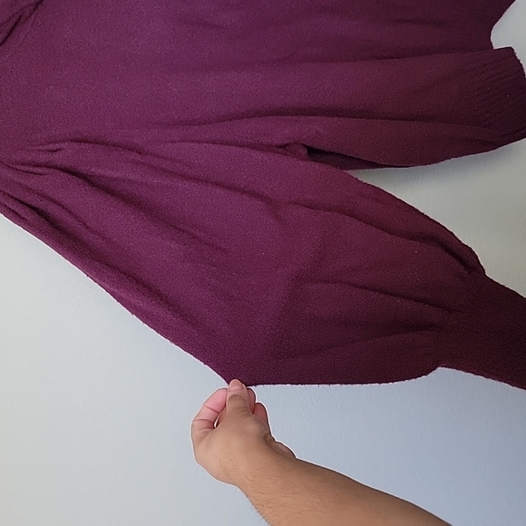 Express Girly soft XL balloon/ puff sleeve pullover hoodie mauve wine - Picture 5 of 9